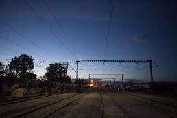 Idomeni’s refugee camp at night. Photo: Phil Le Gal/ Hans Lucas.