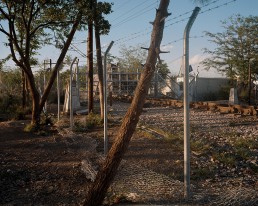 Border markers between Greece and FYROM Macedonia. A FYROM military vehicle is blcking the frontier.