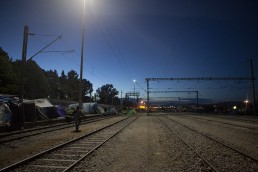 Idomeni refugee Camp by night, Greece, May 2016.